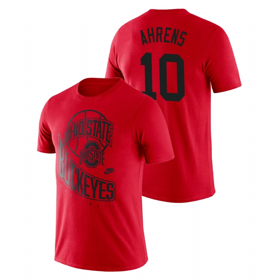 Ohio State Buckeyes Men's NCAA Justin Ahrens #10 Scarlet Retro College Basketball T-Shirt AQP3849WE
